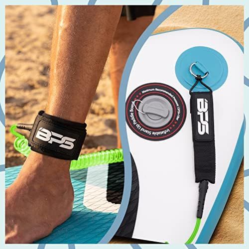  BPS Storm Premium Surf SUP Leash 10 Foot Coiled Leash  Choose Color and Bundle