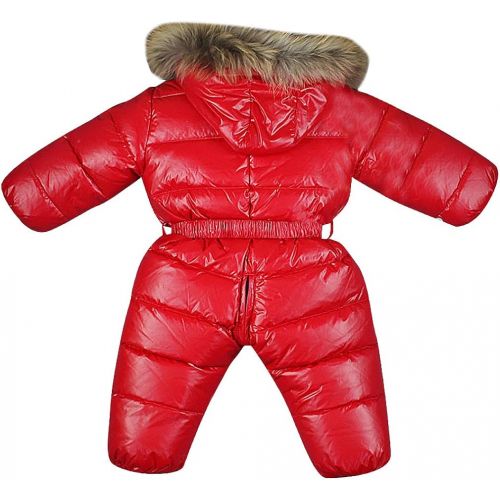  BPrincess Babies Solid Color Quilted Belted Zip Up Furry Hood Thermal Snowsuit