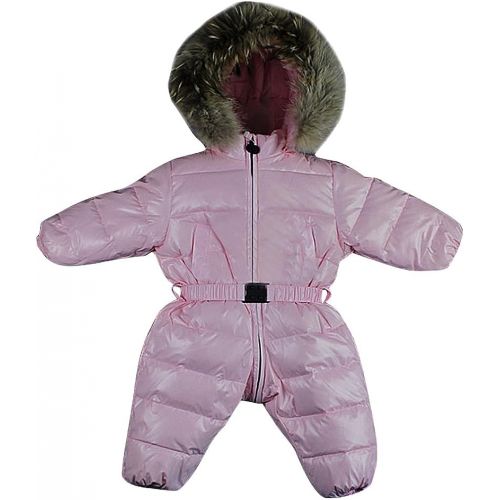  BPrincess Babies Solid Color Quilted Belted Zip Up Furry Hood Thermal Snowsuit