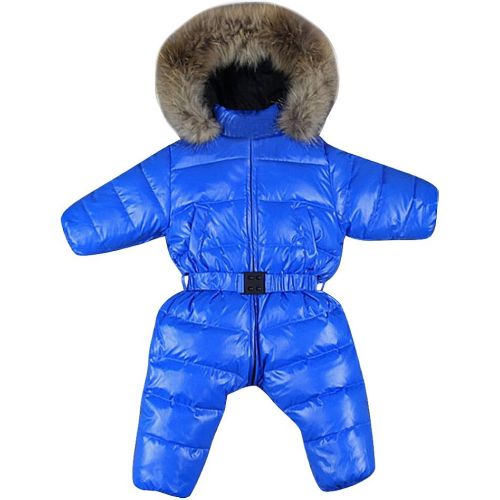  BPrincess Babies Solid Color Quilted Belted Zip Up Furry Hood Thermal Snowsuit