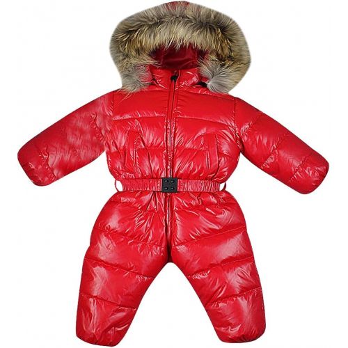  BPrincess Babies Solid Color Quilted Belted Zip Up Furry Hood Thermal Snowsuit