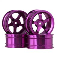 BQLZR Purple Aluminum Alloy Wheel Rims with 5 Spoke for RC 1:10 On Road Car Pack of 4