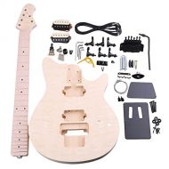 BQLZR Basswood Maple MM1-F 6 String Electric Guitars DIY Kit Body Pickguard Humbucker Pickup Bridge Tuning Pegs Neck Knob for Guitar Builder Luthier