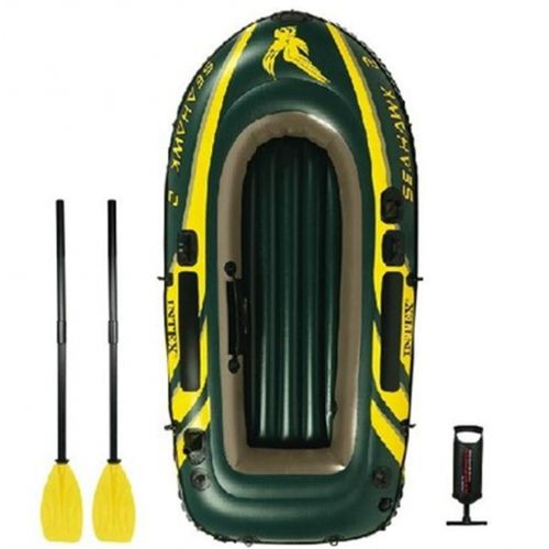  BQT Aufblasbare Kajak-Kajaken Dinghy Angel-Set, 2-4 Person Boots-Set mit 2 Oars Inflator Dinghy Pumpe Maximales Gewicht 300kg Wassersportboote, Polymermaterial