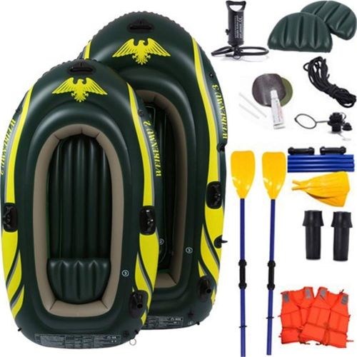  BQT Aufblasbare Kajak-Kajaken Dinghy Angel-Set, 2-4 Person Boots-Set mit 2 Oars Inflator Dinghy Pumpe Maximales Gewicht 300kg Wassersportboote, Polymermaterial