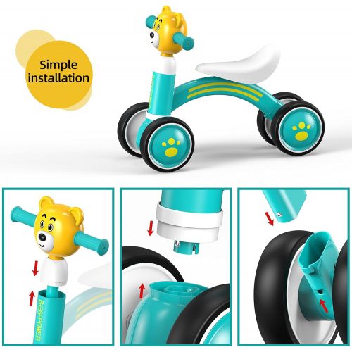  BQYPOWER Baby Balance Bike, Toddler Bikes 18-36 Months Cute Kids Riding Toys for 1 Year Old Boys Girls, Children Tricycle with Soft Seat & Silence Wheels, Birthday Christmas Thanks