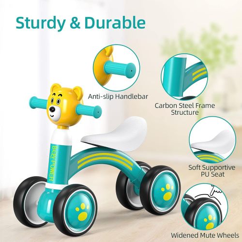  BQYPOWER Baby Balance Bike, Toddler Bikes 18-36 Months Cute Kids Riding Toys for 1 Year Old Boys Girls, Children Tricycle with Soft Seat & Silence Wheels, Birthday Christmas Thanks