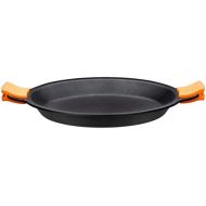 BRA Efficient Paella-Pfanne, Aluminiumguss mit Antihaftbeschichtung Teflon Platinum Plus, Silikongriffe 40 cm Schwarz