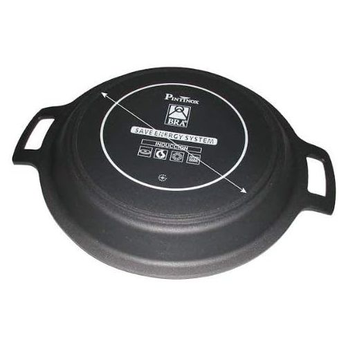  BRA Efficient Paella-Pfanne, Aluminiumguss mit Antihaftbeschichtung Teflon Platinum Plus, Silikongriffe 40 cm Schwarz