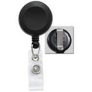 BRADY PEOPLE ID Badge Reel with Reinforced Vinyl Strap & Belt Clip (Black, 25-Pack)