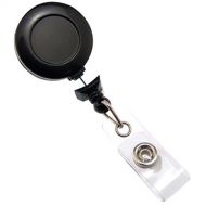 BRADY PEOPLE ID No-Twist Badge Reel with Clear Vinyl Strap & Belt Clip (Black, 25-Pack)