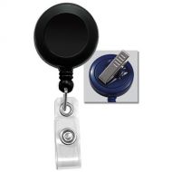 BRADY PEOPLE ID Round Badge Reel with Clear Vinyl Strap & Swivel Clip (Black, 25-Pack)