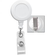 BRADY PEOPLE ID Badge Reel with Clear Vinyl Strap & Belt Clip (White, 25-Pack)