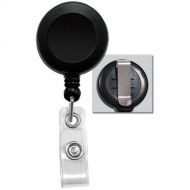 BRADY PEOPLE ID Badge Reel with Clear Vinyl Strap & Belt Clip (Black, 25-Pack)