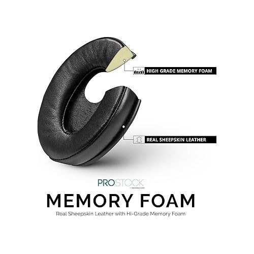  Brainwavz Sheepskin ProStock ATH M50X Upgraded Earpads, Improves Comfort & Style Without Changing The Sound - Custom Crafted Ear Pad Design for ATH-M50X M50BTX M20X M30X M40X Headphones, Black