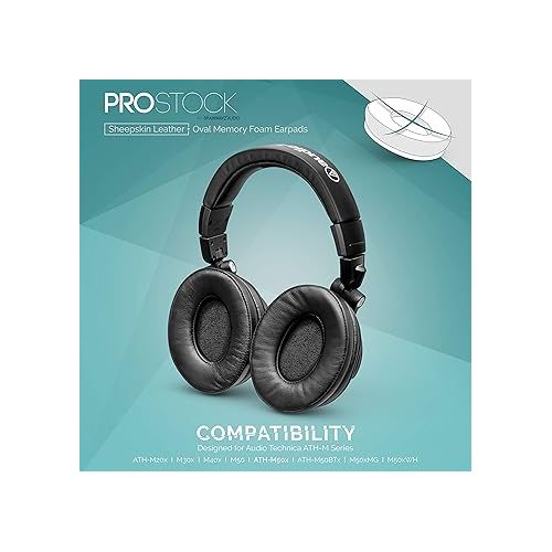  Brainwavz Sheepskin ProStock ATH M50X Upgraded Earpads, Improves Comfort & Style Without Changing The Sound - Custom Crafted Ear Pad Design for ATH-M50X M50BTX M20X M30X M40X Headphones, Black
