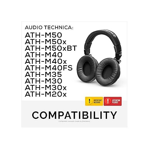  Brainwavz Sheepskin ProStock ATH M50X Upgraded Earpads, Improves Comfort & Style Without Changing The Sound - Custom Crafted Ear Pad Design for ATH-M50X M50BTX M20X M30X M40X Headphones, Black