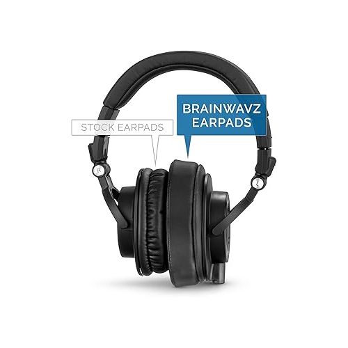  Brainwavz Replacement Earpads for ATH M50X, M50BT, Steelseries Arctis, Pro Wireless & Stealth 600, HyperX Cloud, AKG, SHURE, Philips & Many More Headphones, Memory Foam Ear Pad Cushions, Black Oval