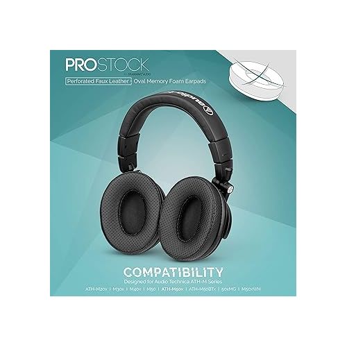  Brainwavz ProStock Perforated ATH M50X Upgraded Earpads, Improves Comfort & Style Without Changing Sound - Custom Crafted Ear Pad Design for ATH-M50X M50BTX M20X M30X M40X Headphones