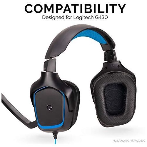  Brainwavz Upgraded Earpads for Logitech G35 G930 G430 F450 Headphones - Made with Premium Vegan Leather, Genuine Memory Foam, Improves Comfort, Sound Isolation Ear Pads (Black)