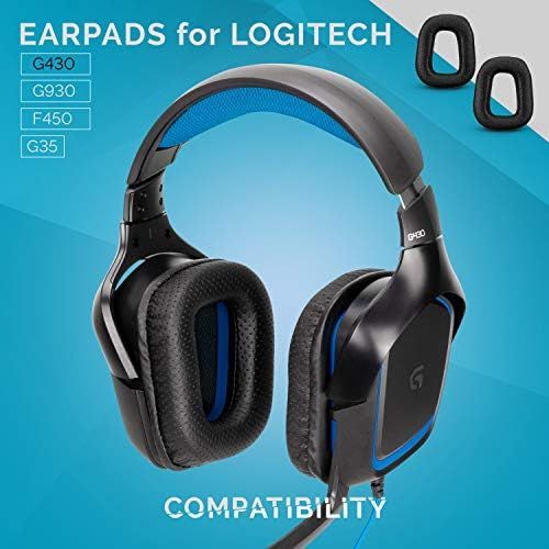  Brainwavz Upgraded Earpads for Logitech G35 G930 G430 F450 Headphones - Made with Premium Vegan Leather, Genuine Memory Foam, Improves Comfort, Sound Isolation Ear Pads (Black)