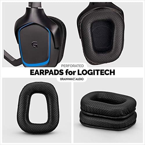  Brainwavz Upgraded Earpads for Logitech G35 G930 G430 F450 Headphones - Made with Premium Vegan Leather, Genuine Memory Foam, Improves Comfort, Sound Isolation Ear Pads (Black)