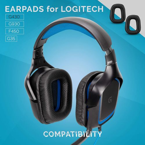  Brainwavz Upgraded Earpads for Logitech G35 G930 G430 F450 Headphones - Made with Premium Vegan Leather, Genuine Memory Foam, Improves Comfort, Sound Isolation Ear Pads (Black)