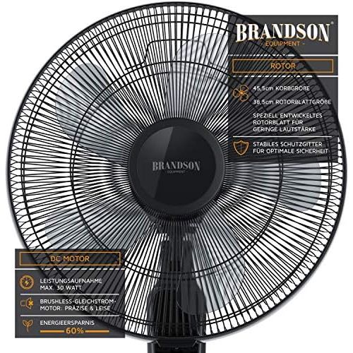  [아마존베스트]Brandson Silent DC Standing Fan with Remote Control and LED Display 24 Speeds 80-Degree Oscillation Very Quiet Fan Height Adjustable Head Can be Tilted 35 Degrees, black, 922303333