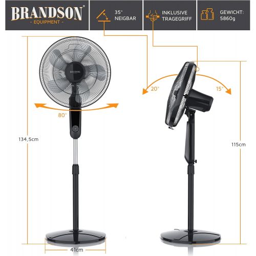  [아마존베스트]Brandson Silent DC Standing Fan with Remote Control and LED Display 24 Speeds 80-Degree Oscillation Very Quiet Fan Height Adjustable Head Can be Tilted 35 Degrees, black, 922303333