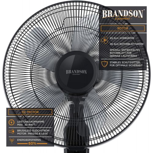  [아마존베스트]Brandson Silent DC Standing Fan with Remote Control and LED Display 24 Speeds 80-Degree Oscillation Very Quiet Fan Height Adjustable Head Can be Tilted 35 Degrees, black, 922303333