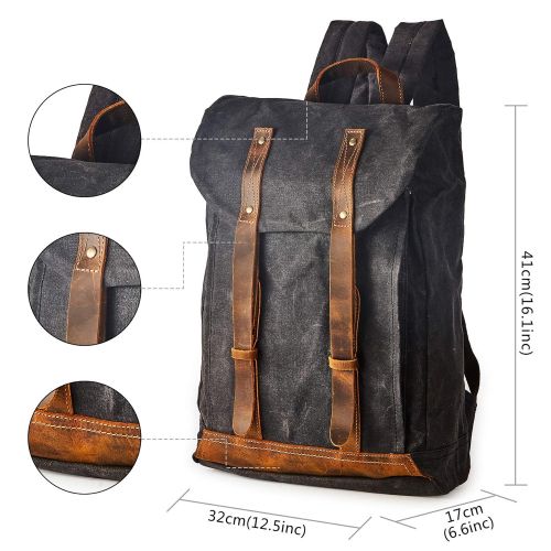  BRASS+TACKS+Leathercraft BRASS TACKS Leathercraft Mens Waxed Canvas Backpack Casual 15.6laptop Bookbag