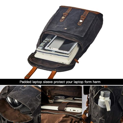  BRASS+TACKS+Leathercraft BRASS TACKS Leathercraft Mens Waxed Canvas Backpack Casual 15.6laptop Bookbag