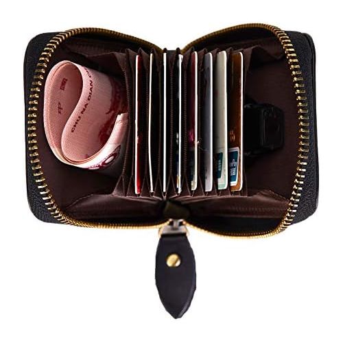  [아마존베스트]BRASS TACKS Leathercraft Vintage Handmade Full Leather Front Pocket Wallet RFID Blocking Multi Card Case with Zipper Pocket for Men Women with Box Packing