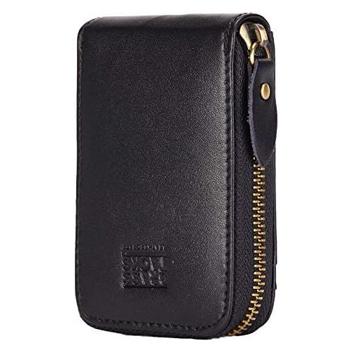  [아마존베스트]BRASS TACKS Leathercraft Vintage Handmade Full Leather Front Pocket Wallet RFID Blocking Multi Card Case with Zipper Pocket for Men Women with Box Packing