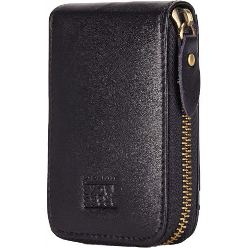  [아마존베스트]BRASS TACKS Leathercraft Vintage Handmade Full Leather Front Pocket Wallet RFID Blocking Multi Card Case with Zipper Pocket for Men Women with Box Packing