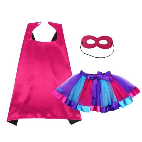 BREEZEIE Kids Superhero Cape and Mask Tutu Skirt for Girls Dress Up Party Costume