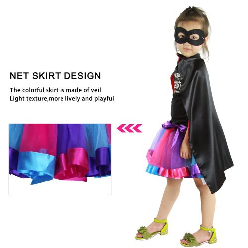  BREEZEIE Kids Superhero Cape and Mask Tutu Skirt for Girls Dress Up Party Costume