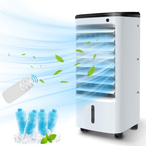  BREEZEWELL 3-IN-1 Evaporative Air Cooler, Portable Air Conditioner Fan/Humidifier with Ice Box, 12H Timer&Remote Control,Ultra-quiet,65° Oscillating Personal Evaporative Cooler for