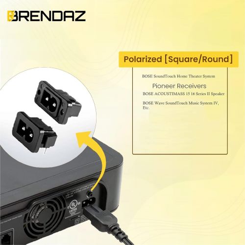  [아마존베스트]BRENDAZ - AC Polarized Power Cord for Bose SoundTouch 520 Home Theater System, SA-5 Amplifier, Companion 3, 5 Multimedia Speaker System, CineMate 15 Home Theater Speaker System (15