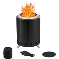 BRIAN & DANY Solo Fire Pit with Stand, Smokeless Firepit for Outside, Stainless Steel Personal Stove Bonfire Fueled by Pellets or Wood, Birthday Gifts, Housewarming Gift - 5.9in x 8.2in,Black