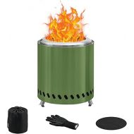 BRIAN & DANY Tabletop Solo Fire Pit with Stand, Smokeless Firepit for Outside, Stainless Steel Stove Bonfire, Fueled by Pellets or Wood, Includes Glove, Travel Bag & Fireproof Mat -8.6in x 10in,Green