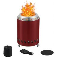 BRIAN & DANY Tabletop Fire Pit with Stand, Solo Outdoor Stove, Low Smoke Outdoor Mini Fire, Fueled by Pellets or Wood, Safe Burning, 7.9 x 5.5 in, Red