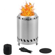 BRIAN & DANY Tabletop Fire Pit with Stand, Solo Outdoor Stove, Low Smoke Outdoor Mini Fire, Fueled by Pellets or Wood, Safe Burning, 7.9 x 5.5 in, Silver