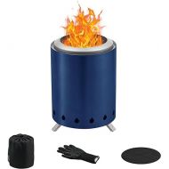 BRIAN & DANY Solo Fire Pit with Stand, Smokeless Firepit for Outside, Stainless Steel Personal Stove Bonfire Fueled by Pellets or Wood, Birthday Gifts, Housewarming Gift - 5.9in x 8.2in,Blue