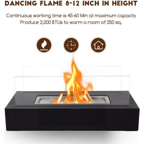  [아마존베스트]BRIAN & DANY Ventless Tabletop Portable Fire Bowl Pot Bio Ethanol Fireplace Indoor Outdoor Fire Pit in Black w/Fire Killer and Funnel