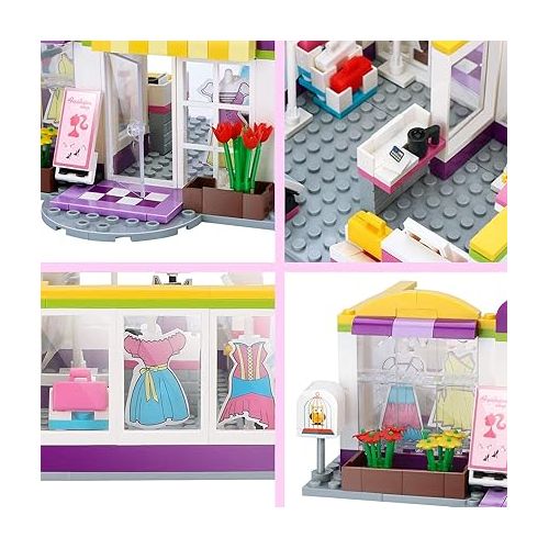  BRICK STORY Girls Friends Fashion Clothing Store Building Sets 263 PCS Shop House Building Kit Creative Shopping Role Play Building Toys Christmas Birthday Gift for Kids Aged 6-12