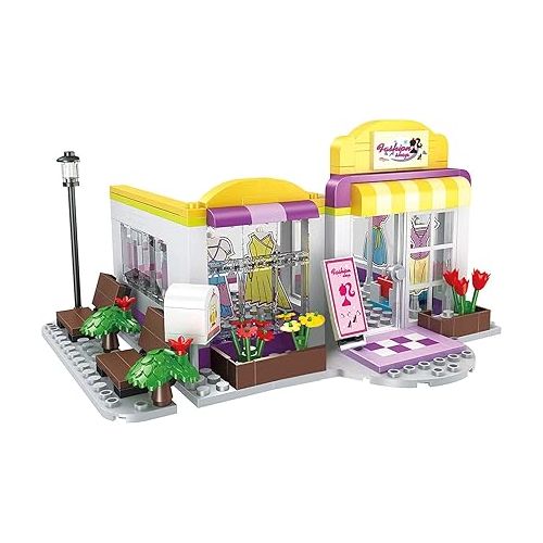  BRICK STORY Girls Friends Fashion Clothing Store Building Sets 263 PCS Shop House Building Kit Creative Shopping Role Play Building Toys Christmas Birthday Gift for Kids Aged 6-12