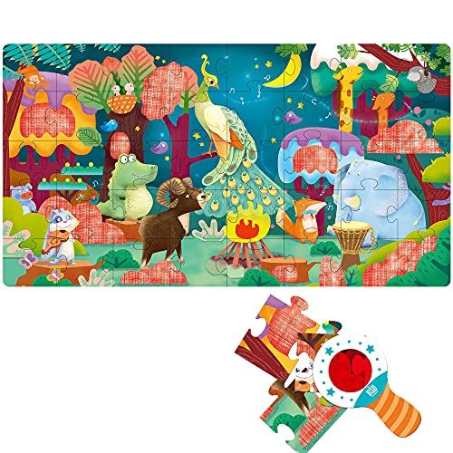  BRICK STORY Floor Puzzles for Kids Ages 4 8 Giant Floor Puzzles Big Pieces Animal Puzzles 40 PCS Creative Perspective Spy Jumbo Floor Puzzles Learning Educational Toys for Boys and Girls (Fore