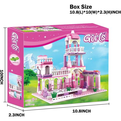  BRICK STORY Girls Princess Castle Building Blocks Toys with Palace Kings Banquet Pink Building Kit 254 Pieces Construction Toy Gifts for Kids Age 6+