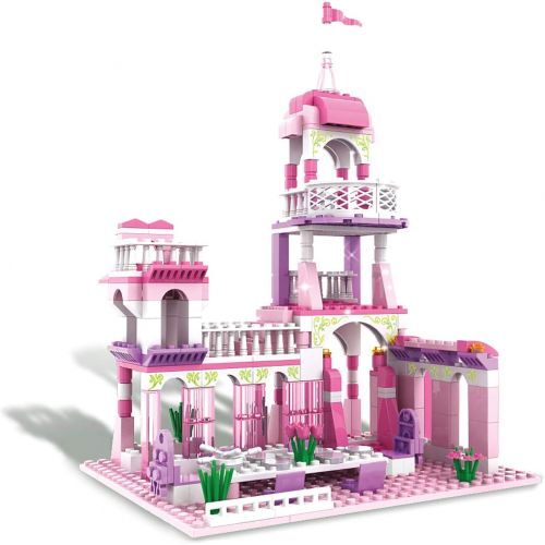  BRICK STORY Girls Princess Castle Building Blocks Toys with Palace Kings Banquet Pink Building Kit 254 Pieces Construction Toy Gifts for Kids Age 6+